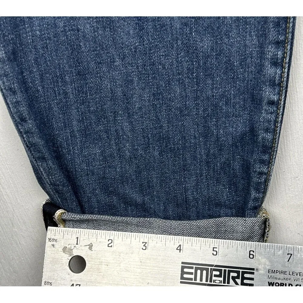 Sneak Peak Womens Medium Blue Relaxed‎ Straight Leg Cuffed Distressed Jeans NWT